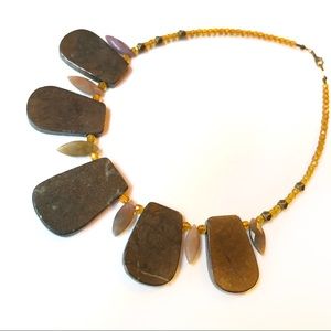 Pyrite Agate Crystal Statement Piece Necklace Fan Bib Elegant Faceted Gemstone